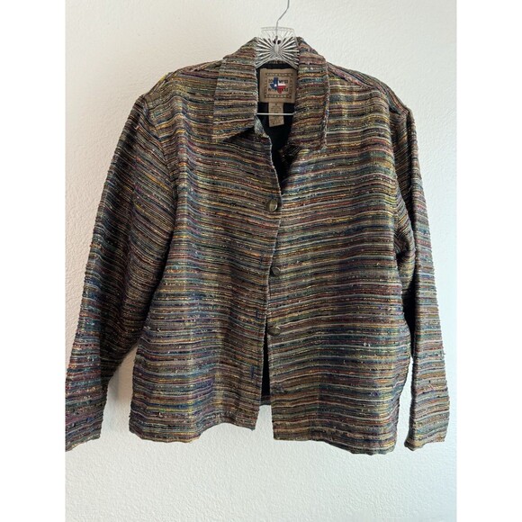 Don’t Mess With Texas Silk Blend Multi Colored Small Button Up Jacket - Picture 1 of 10